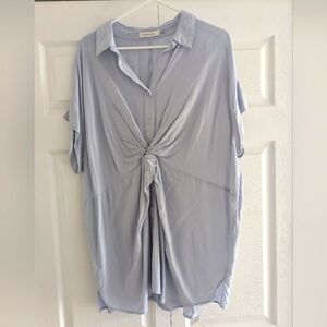 Mustard Seed Gray Button Down Shirt with Tie Front